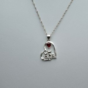 Cadena y Corazón Gatos Circón Rojo 50 cm