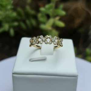 Anillo Flores con Brillo Enchapado 24k