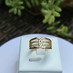 Anillo Enchapado 24k Linea Entrelazada