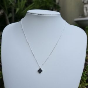 Cadena y Colgante de Trebol Negro 40 cm